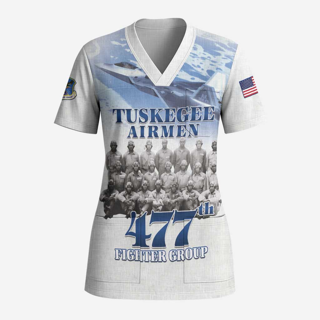 Tuskegee Airmen 477th Fighter Group Scrub Top Blue Sky Heritage - Wonder Print Shop