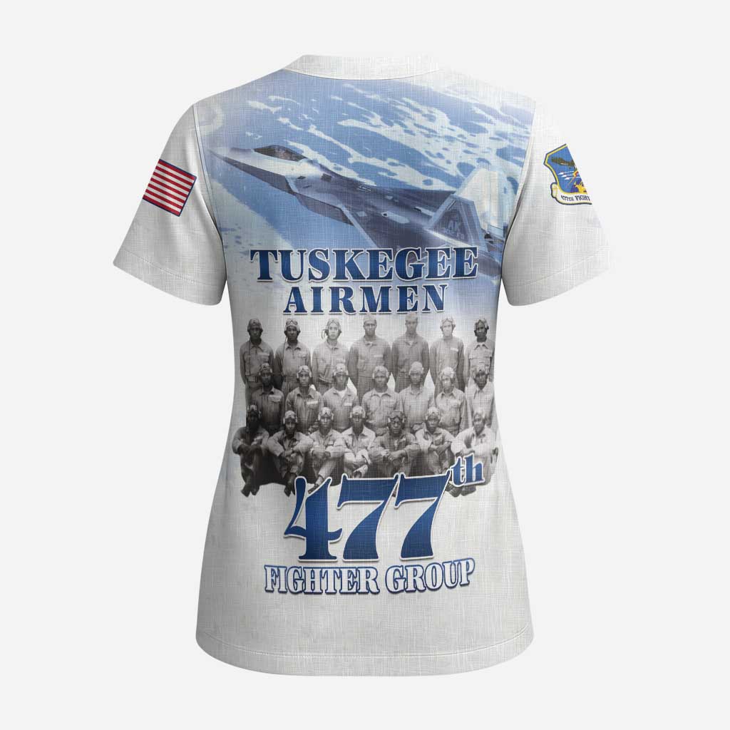 Tuskegee Airmen 477th Fighter Group Scrub Top Blue Sky Heritage - Wonder Print Shop