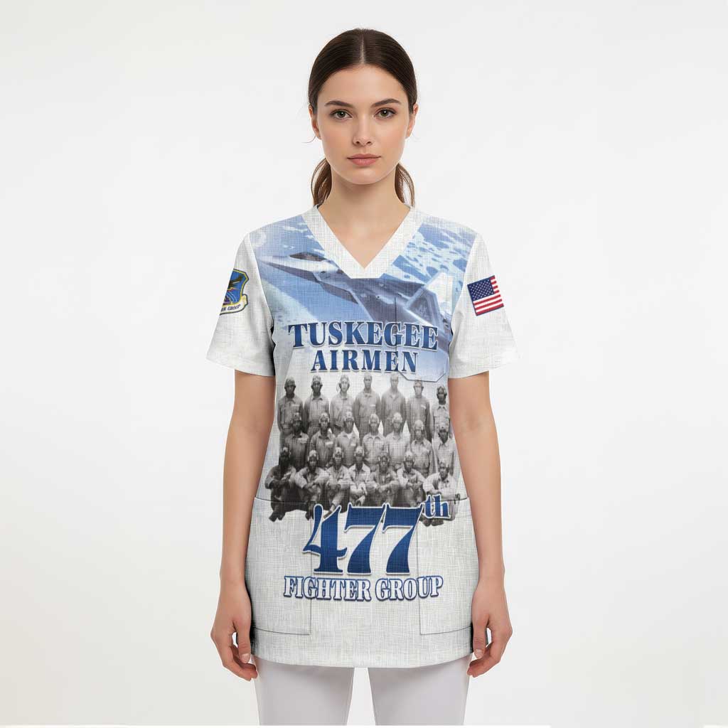 Tuskegee Airmen 477th Fighter Group Scrub Top Blue Sky Heritage - Wonder Print Shop