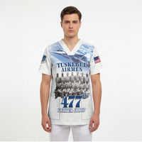 Tuskegee Airmen 477th Fighter Group Scrub Top Blue Sky Heritage - Wonder Print Shop