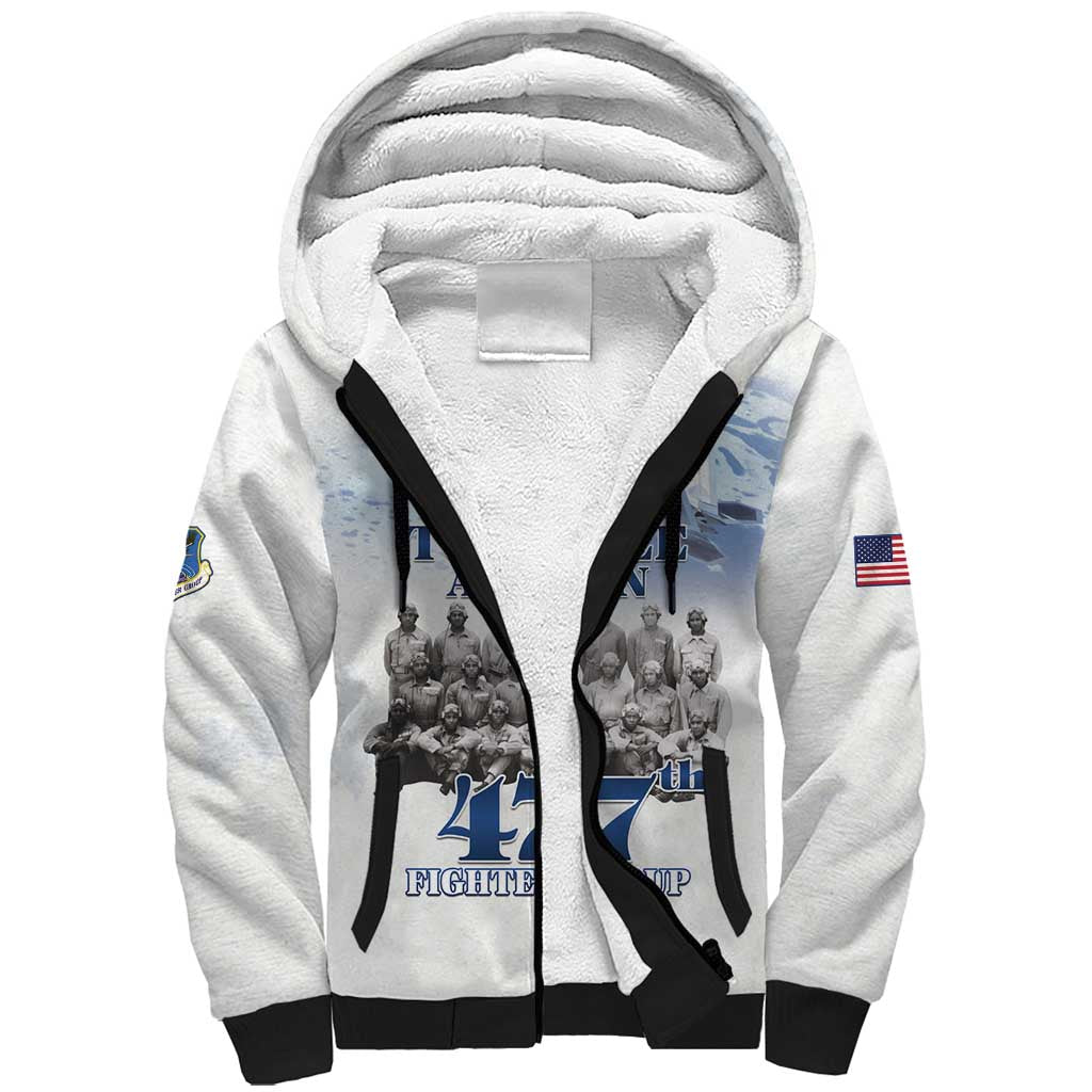 Tuskegee Airmen 477th Fighter Group Sherpa Hoodie Blue Sky Heritage - Wonder Print Shop