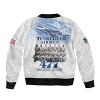 Tuskegee Airmen 477th Fighter Group Sleeve Zip Bomber Jacket Blue Sky Heritage - Wonder Print Shop