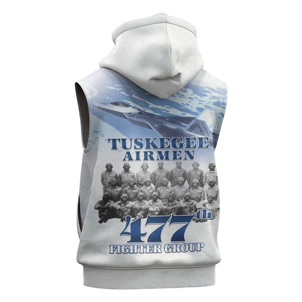 Tuskegee Airmen 477th Fighter Group Sleeveless Hoodie Blue Sky Heritage - Wonder Print Shop