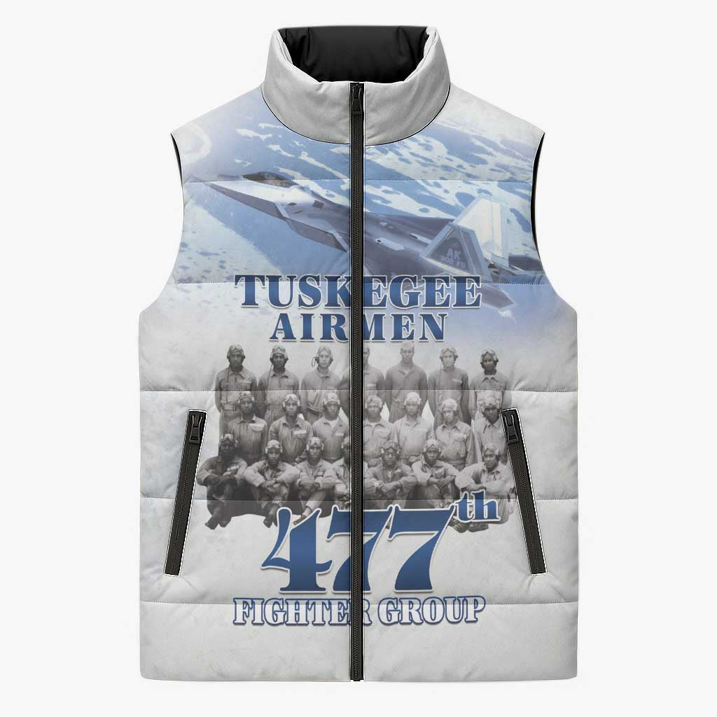 Tuskegee Airmen 477th Fighter Group Sleeveless Puffer Jacket Blue Sky Heritage - Wonder Print Shop