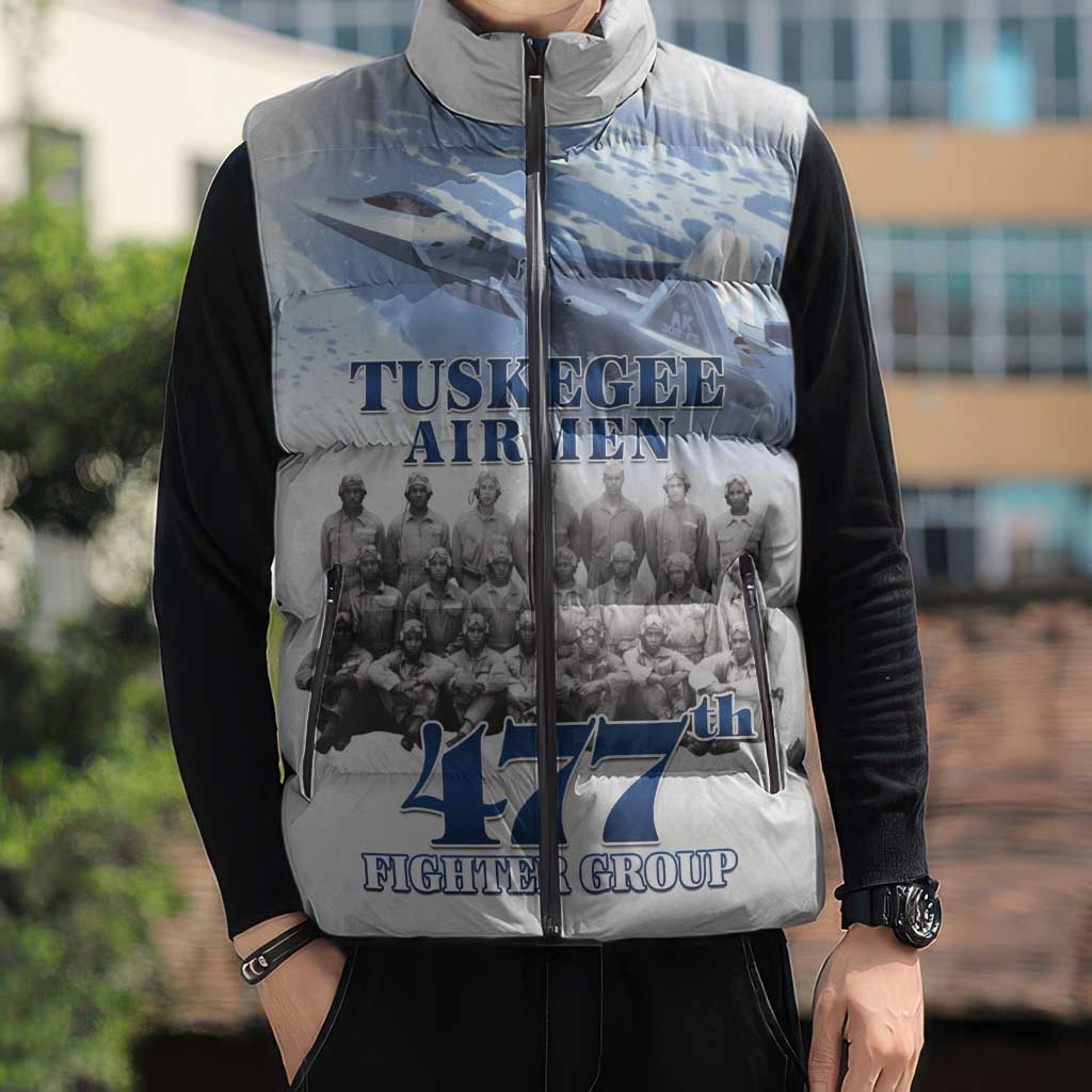 Tuskegee Airmen 477th Fighter Group Sleeveless Puffer Jacket Blue Sky Heritage - Wonder Print Shop