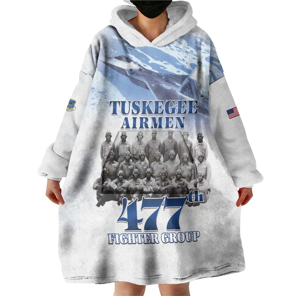 Tuskegee Airmen 477th Fighter Group Wearable Blanket Hoodie Blue Sky Heritage - Wonder Print Shop