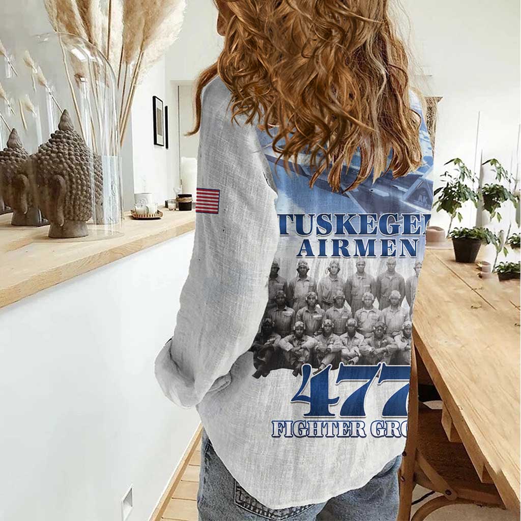 Tuskegee Airmen 477th Fighter Group Women Casual Shirt Blue Sky Heritage - Wonder Print Shop