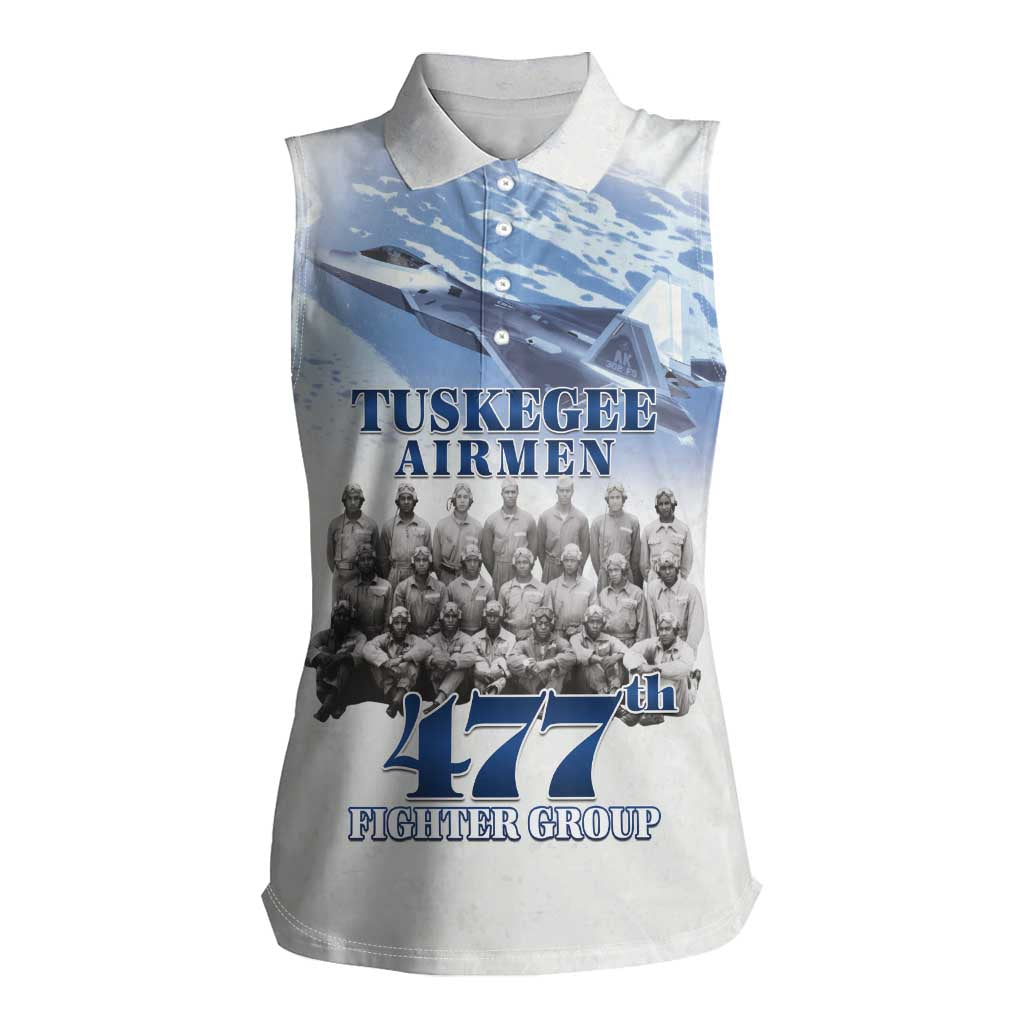 Tuskegee Airmen 477th Fighter Group Women Sleeveless Polo Shirt Blue Sky Heritage - Wonder Print Shop