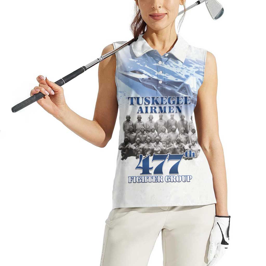 Tuskegee Airmen 477th Fighter Group Women Sleeveless Polo Shirt Blue Sky Heritage - Wonder Print Shop