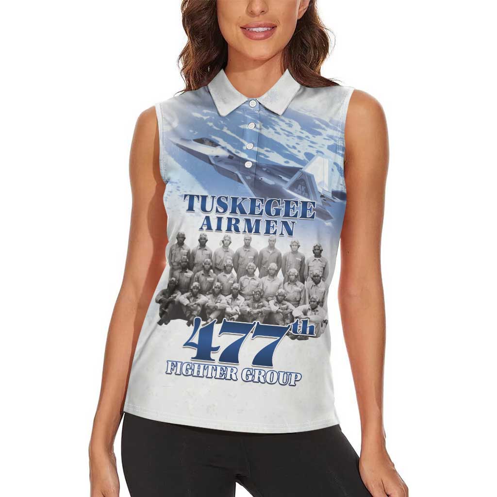Tuskegee Airmen 477th Fighter Group Women Sleeveless Polo Shirt Blue Sky Heritage - Wonder Print Shop