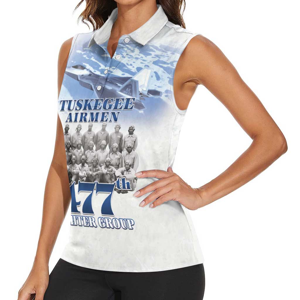Tuskegee Airmen 477th Fighter Group Women Sleeveless Polo Shirt Blue Sky Heritage - Wonder Print Shop