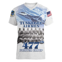 Tuskegee Airmen 477th Fighter Group Women V-Neck T-Shirt Blue Sky Heritage - Wonder Print Shop