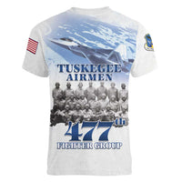 Tuskegee Airmen 477th Fighter Group Women V-Neck T-Shirt Blue Sky Heritage - Wonder Print Shop