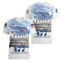 Tuskegee Airmen 477th Fighter Group Women V-Neck T-Shirt Blue Sky Heritage - Wonder Print Shop
