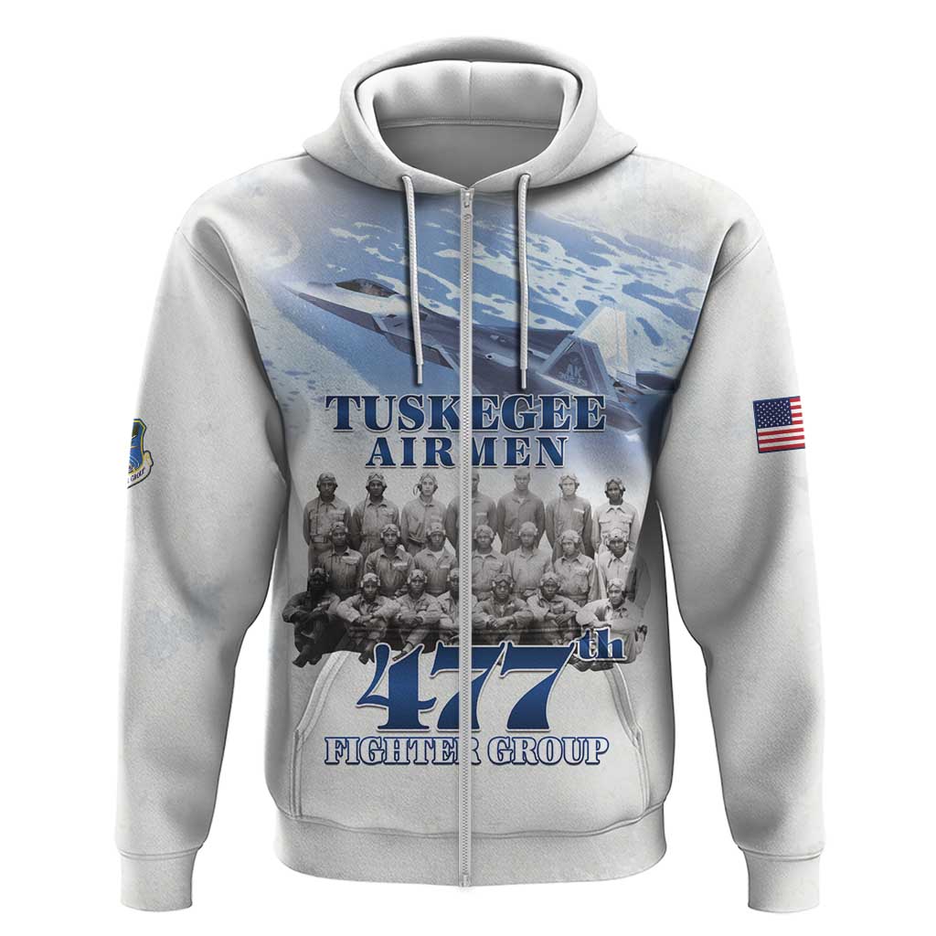 Tuskegee Airmen 477th Fighter Group Zip Hoodie Blue Sky Heritage - Wonder Print Shop