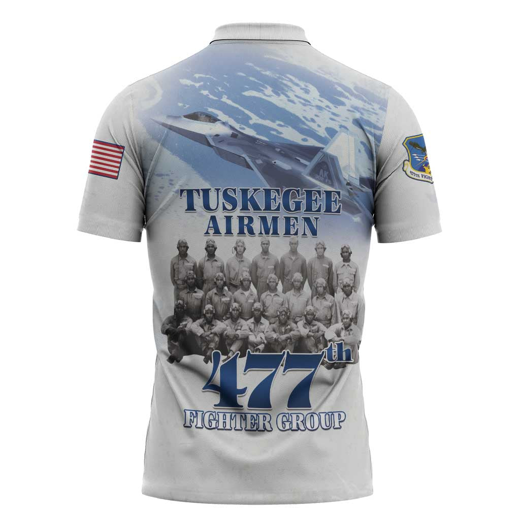 Tuskegee Airmen 477th Fighter Group Zipper Polo Shirt Blue Sky Heritage - Wonder Print Shop
