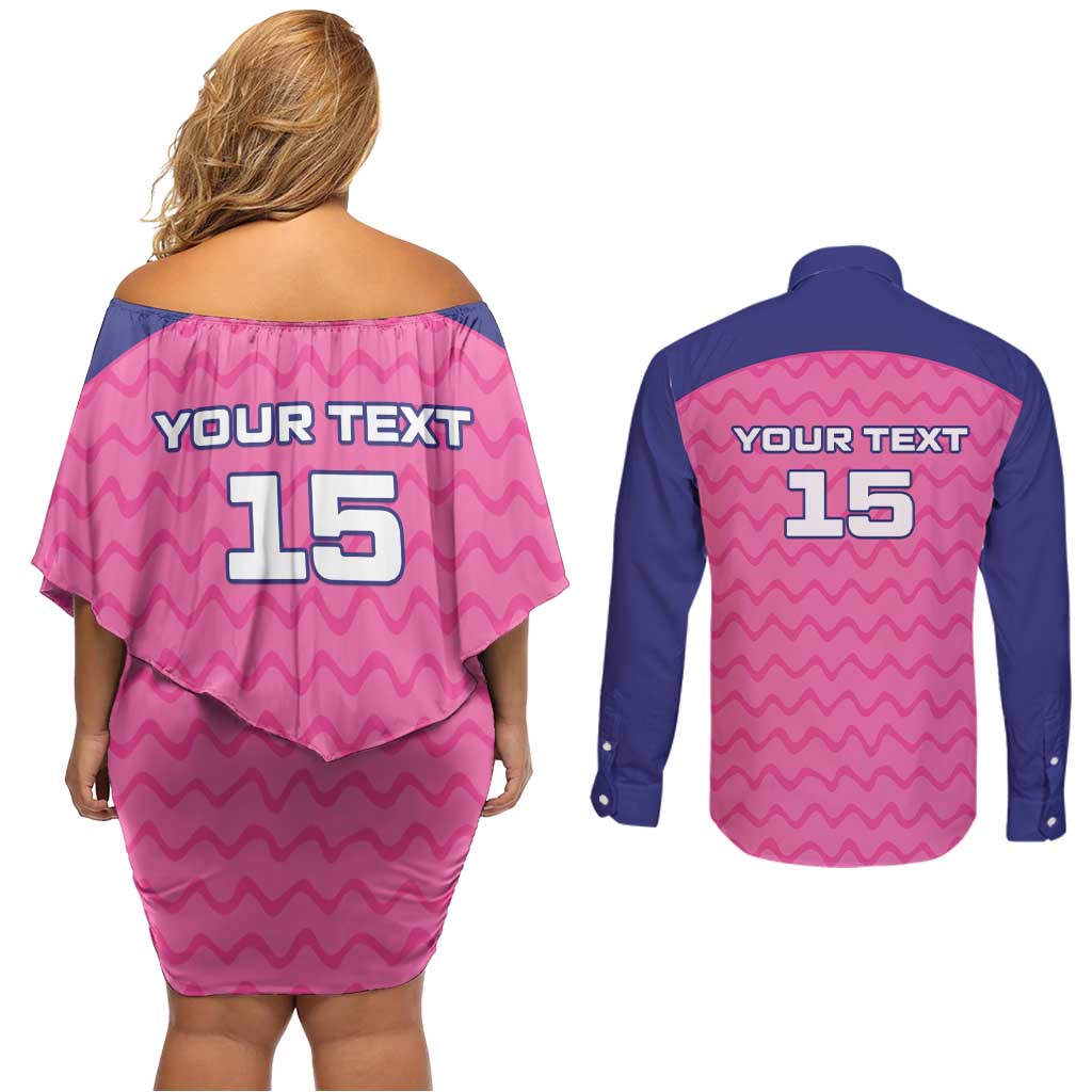 Custom South Africa Paarl Cricket Couples Matching Off Shoulder Short Dress and Long Sleeve Button Shirt We Are Champions - Wonder Print Shop