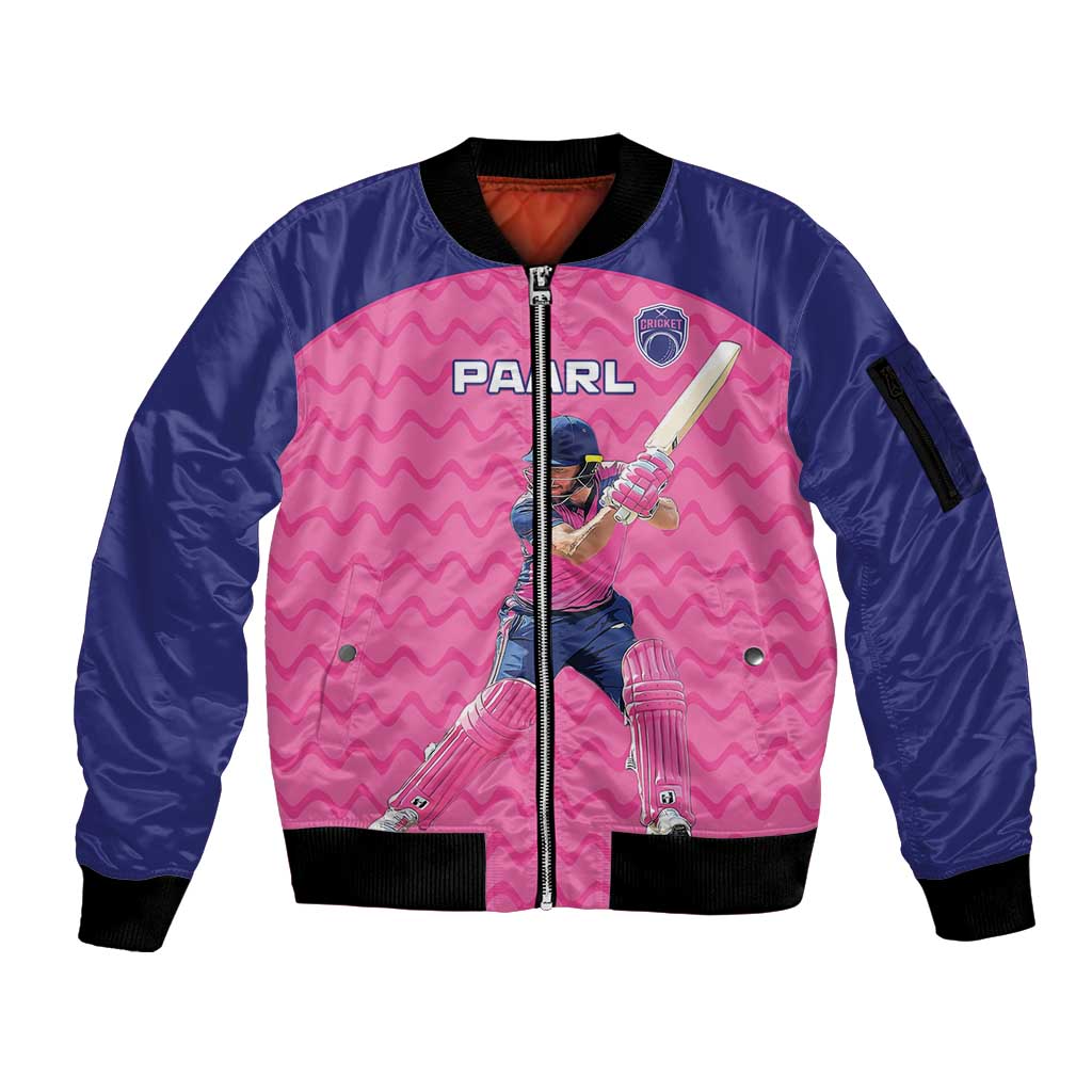 Custom South Africa Paarl Cricket Sleeve Zip Bomber Jacket We Are Champions - Wonder Print Shop