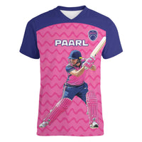 Custom South Africa Paarl Cricket Women V-Neck T-Shirt We Are Champions - Wonder Print Shop