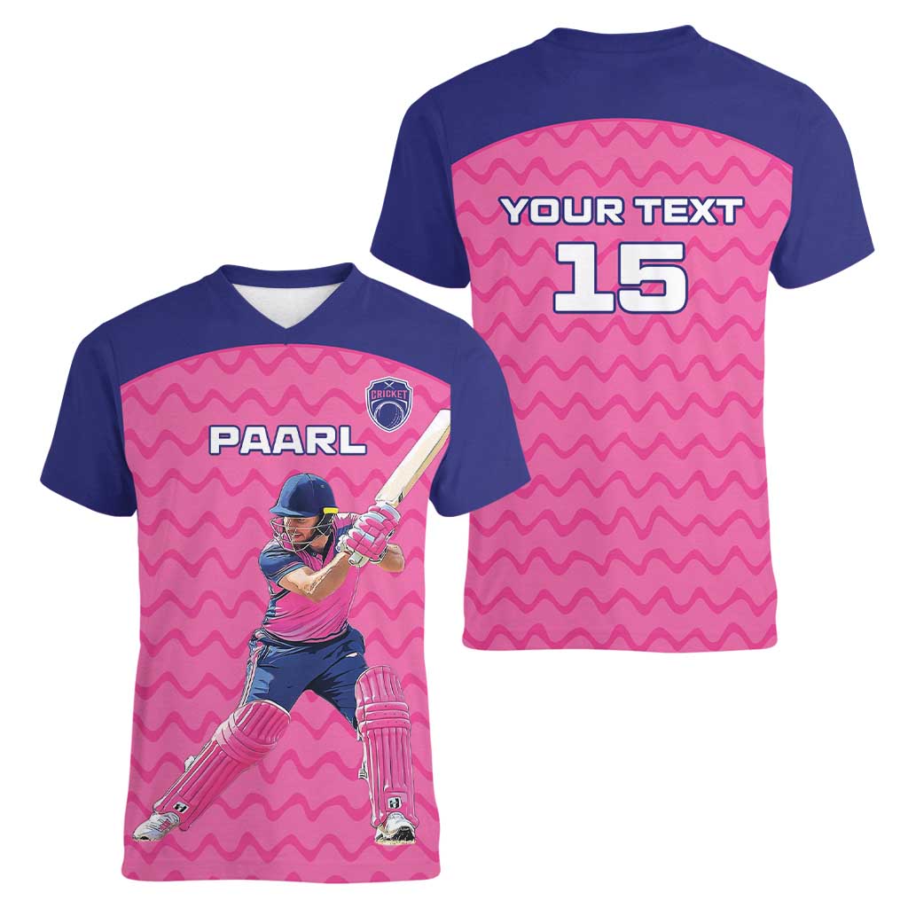 Custom South Africa Paarl Cricket Women V-Neck T-Shirt We Are Champions - Wonder Print Shop