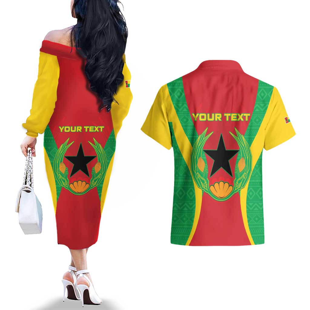 Personalised Cape Verde Couples Matching Off The Shoulder Long Sleeve Dress and Hawaiian Shirt National Flag Of Cape Verde 1975-1992 - Wonder Print Shop