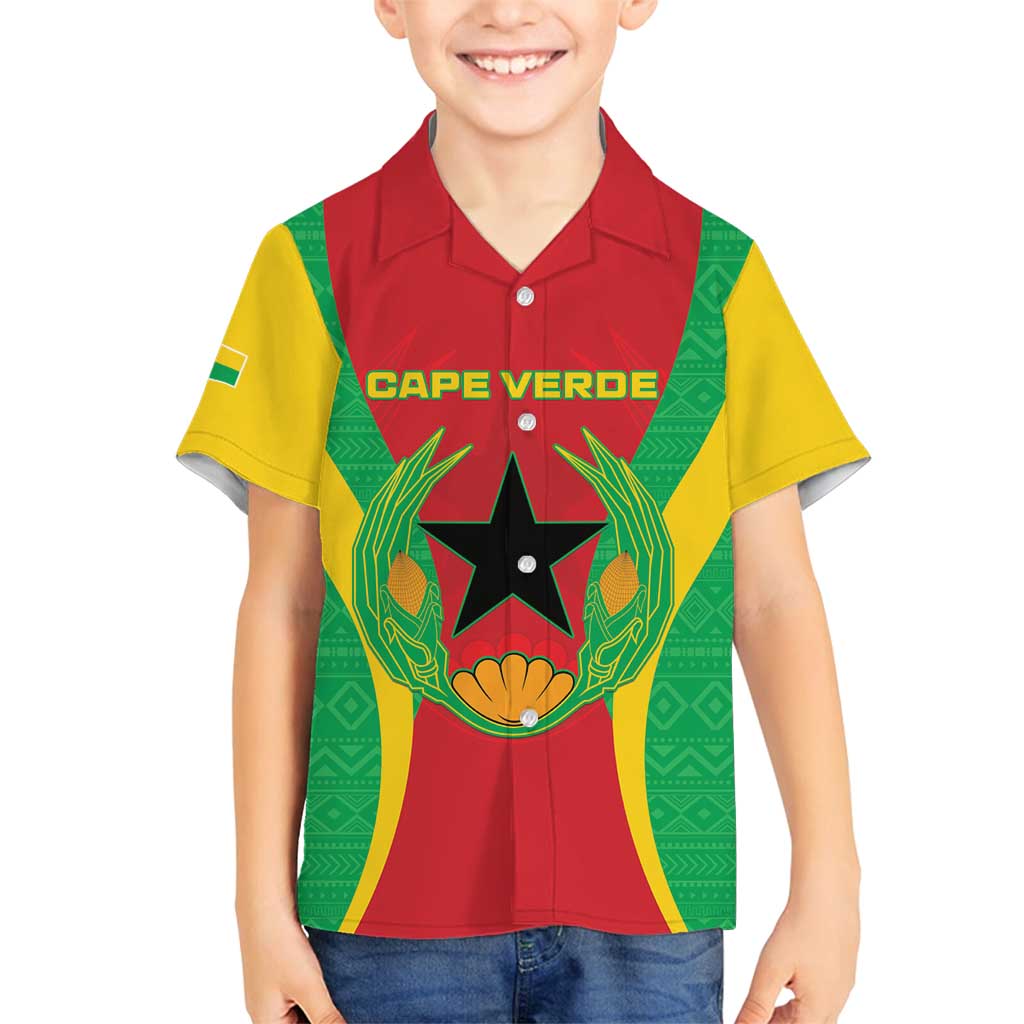 Personalised Cape Verde Family Matching Off Shoulder Maxi Dress and Hawaiian Shirt National Flag Of Cape Verde 1975-1992 - Wonder Print Shop