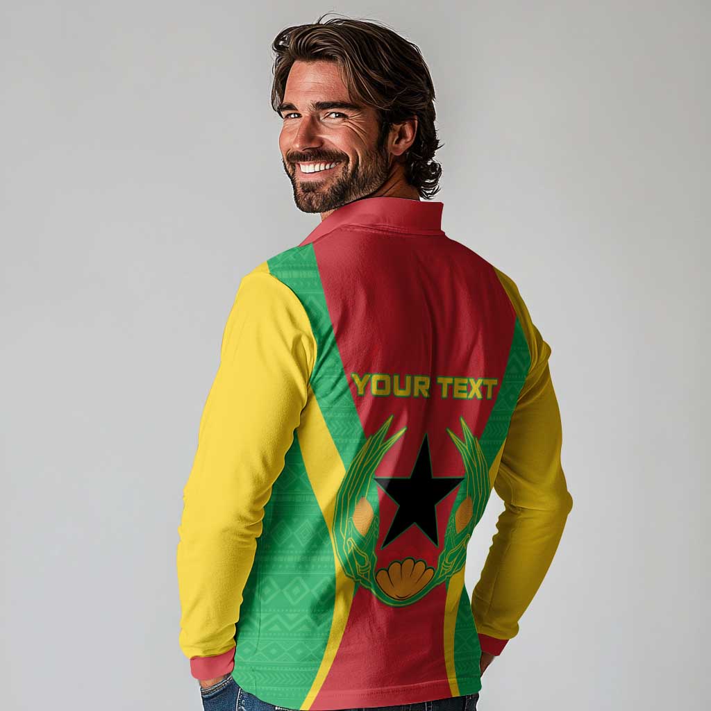 Personalised Cape Verde Long Sleeve Polo Shirt National Flag Of Cape Verde 1975-1992 - Wonder Print Shop