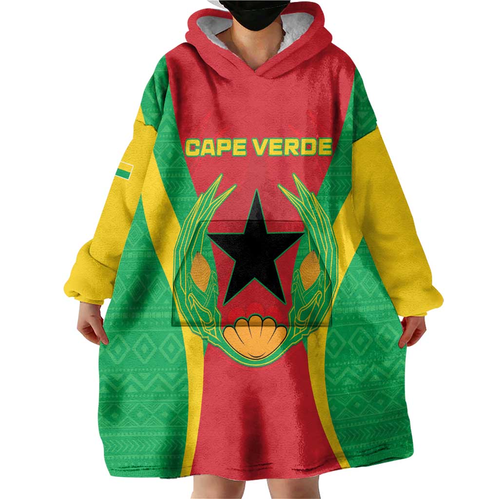 Personalised Cape Verde Wearable Blanket Hoodie National Flag Of Cape Verde 1975-1992 - Wonder Print Shop