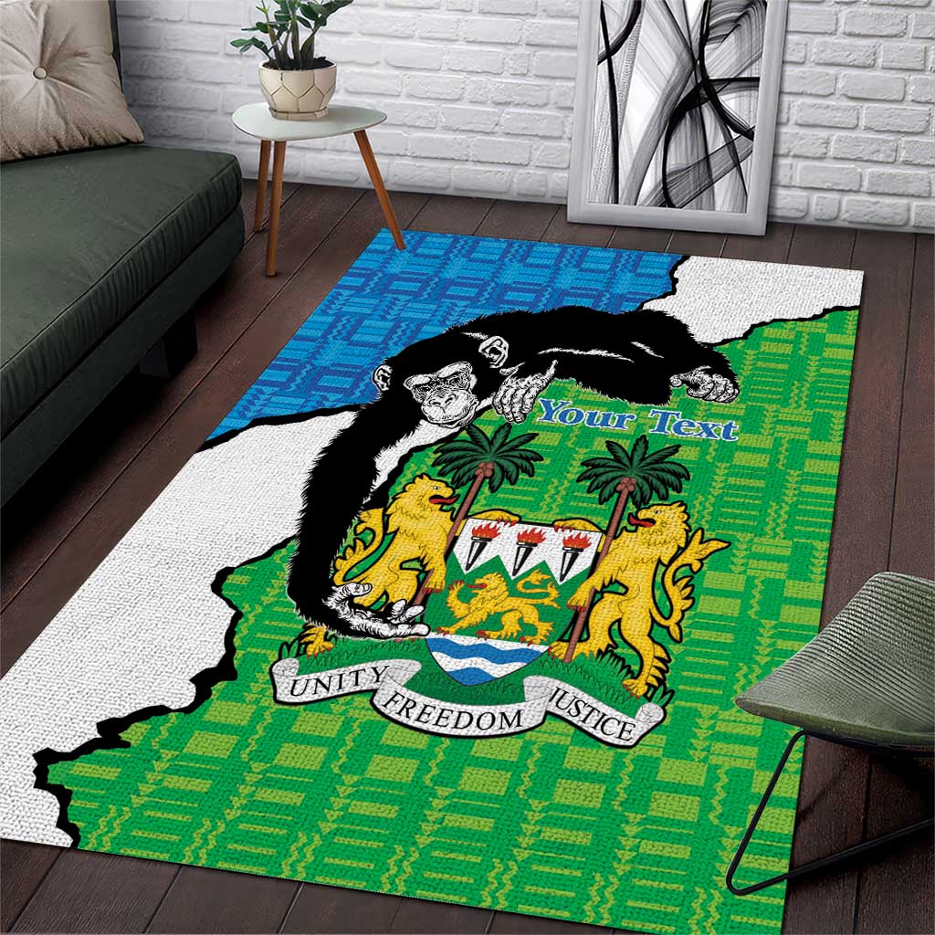 Personalised Sierra Leone Area Rug Chimpanzee With Coat Of Arms - Wonder Print Shop