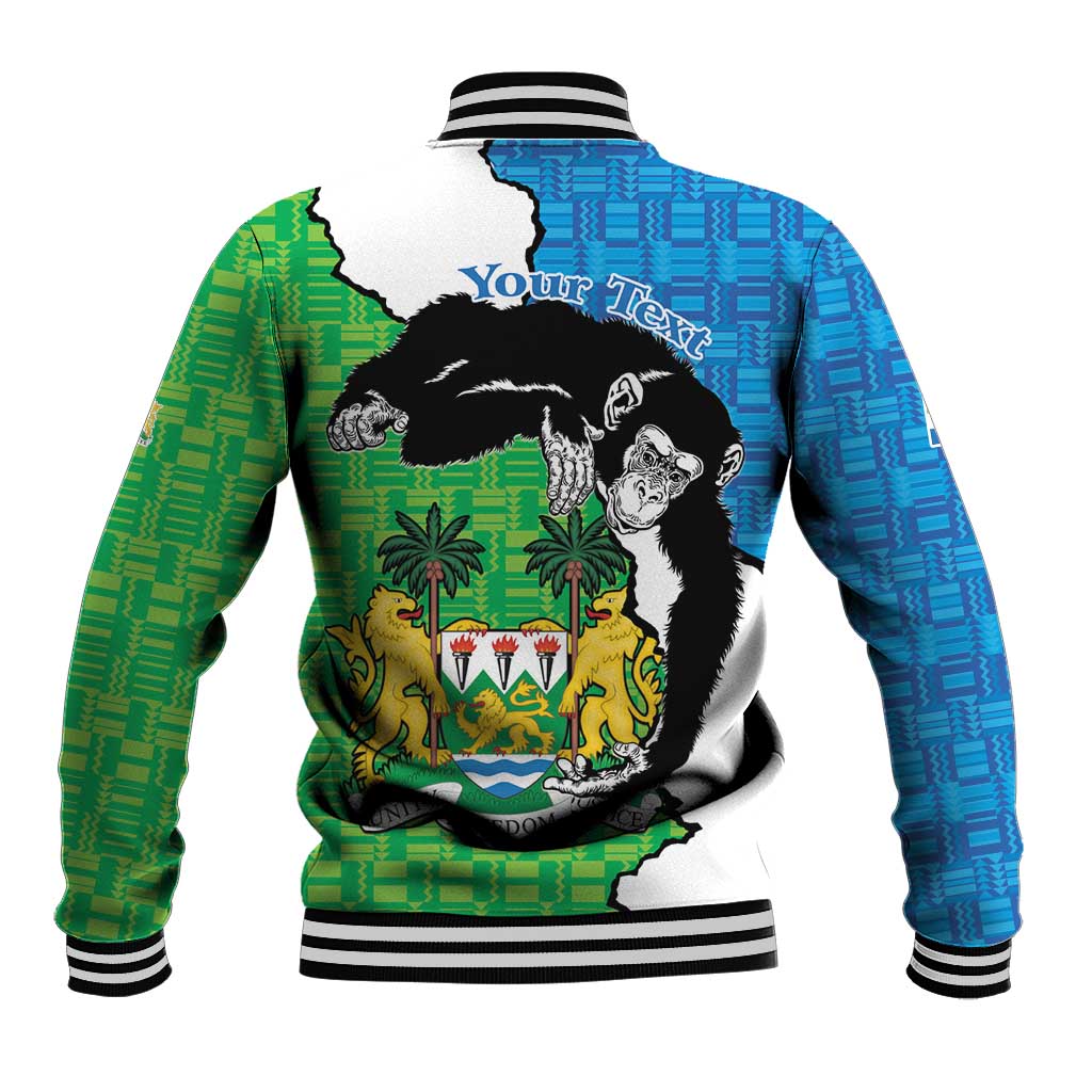 Personalised Sierra Leone Baseball Jacket Chimpanzee With Coat Of Arms - Wonder Print Shop