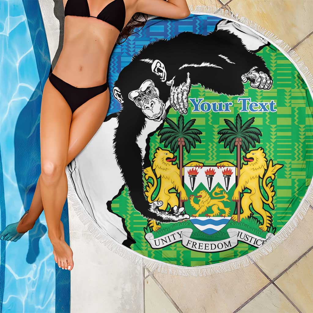 Personalised Sierra Leone Beach Blanket Chimpanzee With Coat Of Arms - Wonder Print Shop