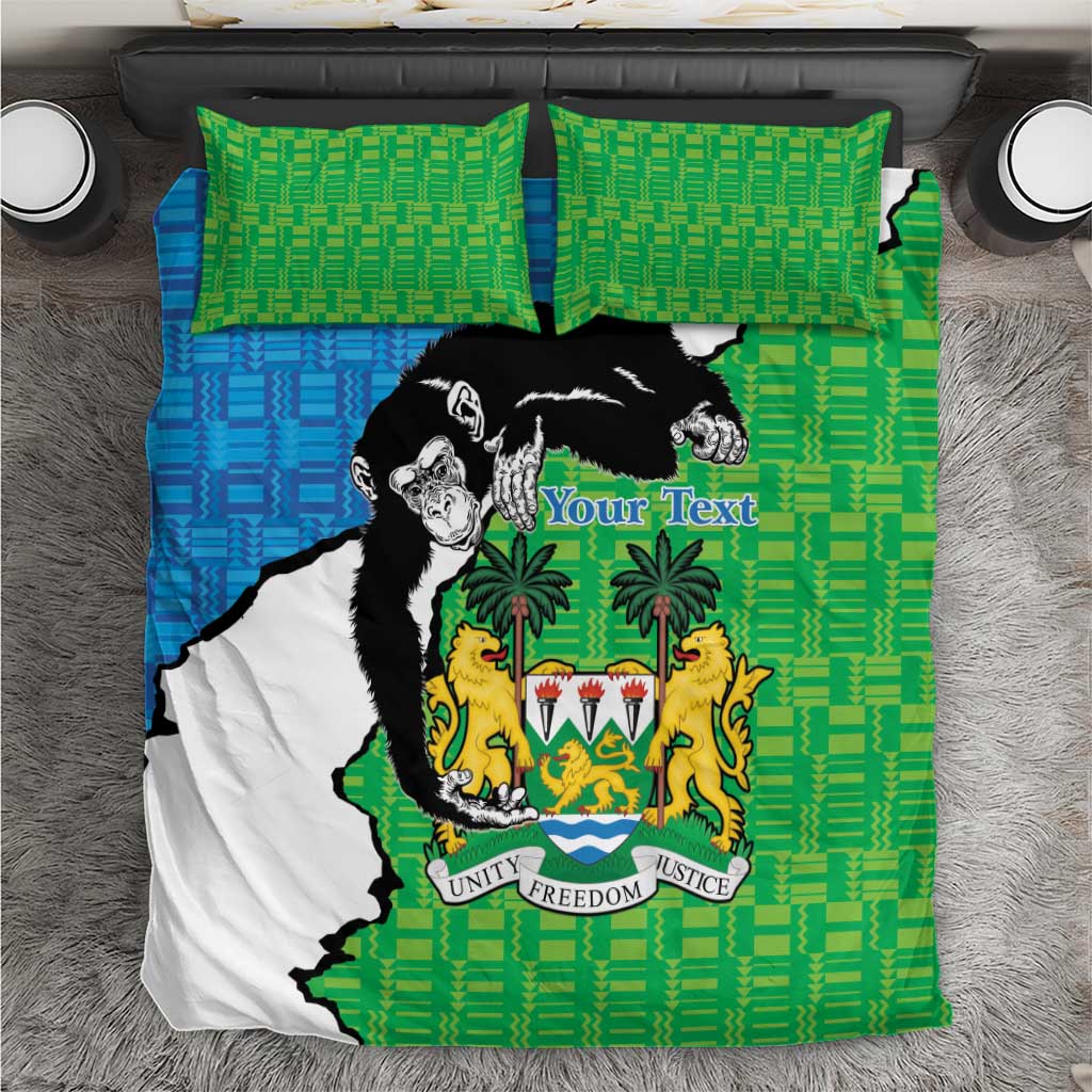 Personalised Sierra Leone Bedding Set Chimpanzee With Coat Of Arms - Wonder Print Shop