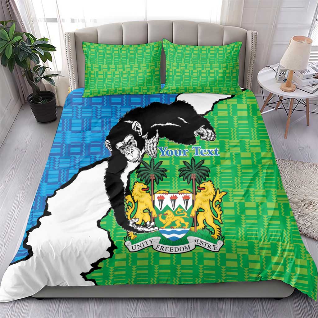 Personalised Sierra Leone Bedding Set Chimpanzee With Coat Of Arms - Wonder Print Shop