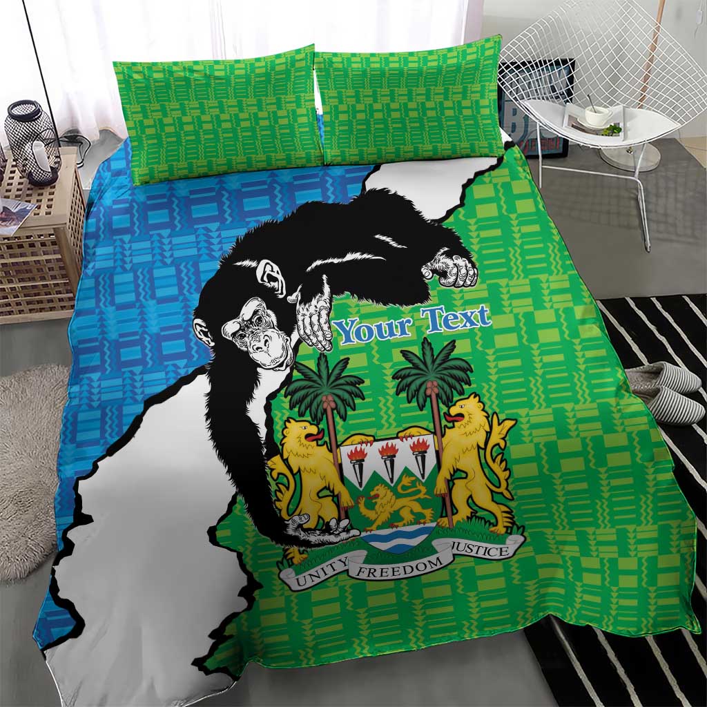 Personalised Sierra Leone Bedding Set Chimpanzee With Coat Of Arms - Wonder Print Shop