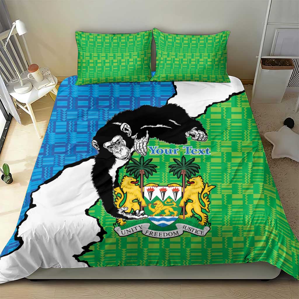 Personalised Sierra Leone Bedding Set Chimpanzee With Coat Of Arms - Wonder Print Shop