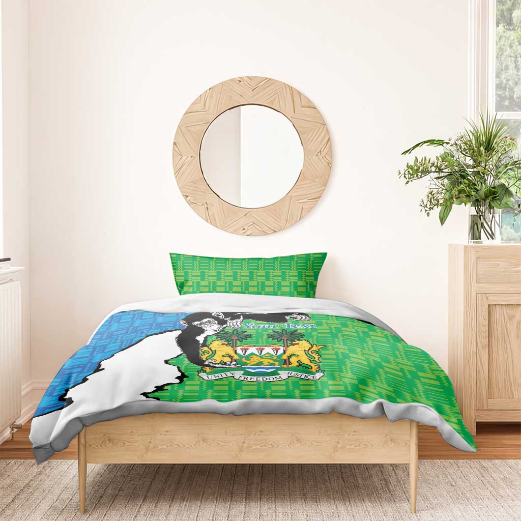 Personalised Sierra Leone Bedding Set Chimpanzee With Coat Of Arms - Wonder Print Shop