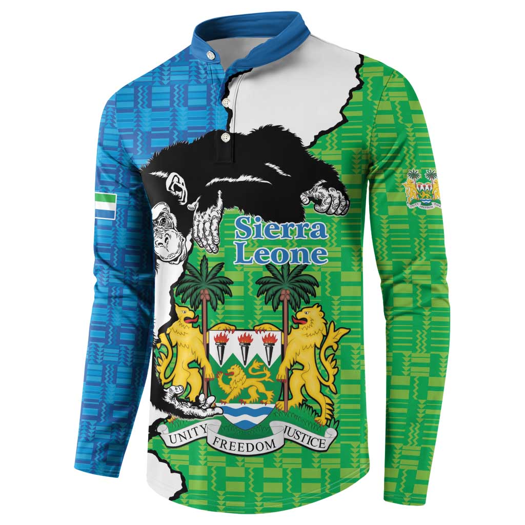 Personalised Sierra Leone Button Sweatshirt Chimpanzee With Coat Of Arms - Wonder Print Shop