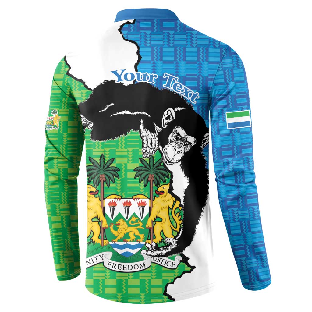Personalised Sierra Leone Button Sweatshirt Chimpanzee With Coat Of Arms - Wonder Print Shop