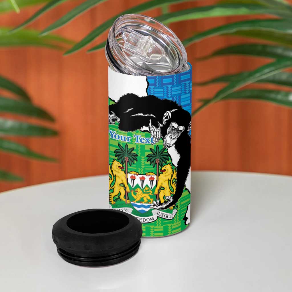 Personalised Sierra Leone 4 in 1 Can Cooler Tumbler Chimpanzee With Coat Of Arms - Wonder Print Shop