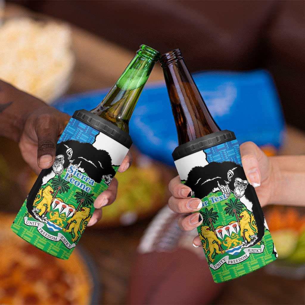 Personalised Sierra Leone 4 in 1 Can Cooler Tumbler Chimpanzee With Coat Of Arms - Wonder Print Shop