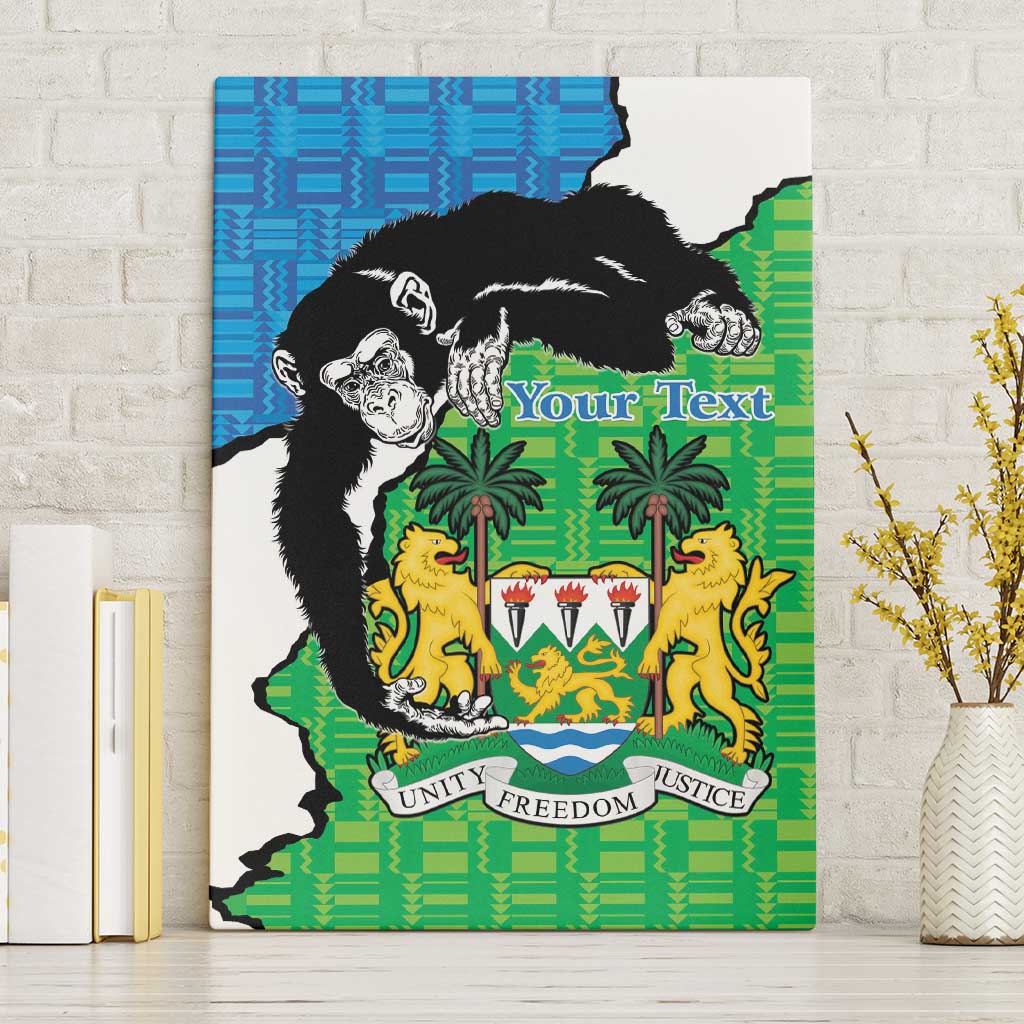 Personalised Sierra Leone Canvas Wall Art Chimpanzee With Coat Of Arms - Wonder Print Shop