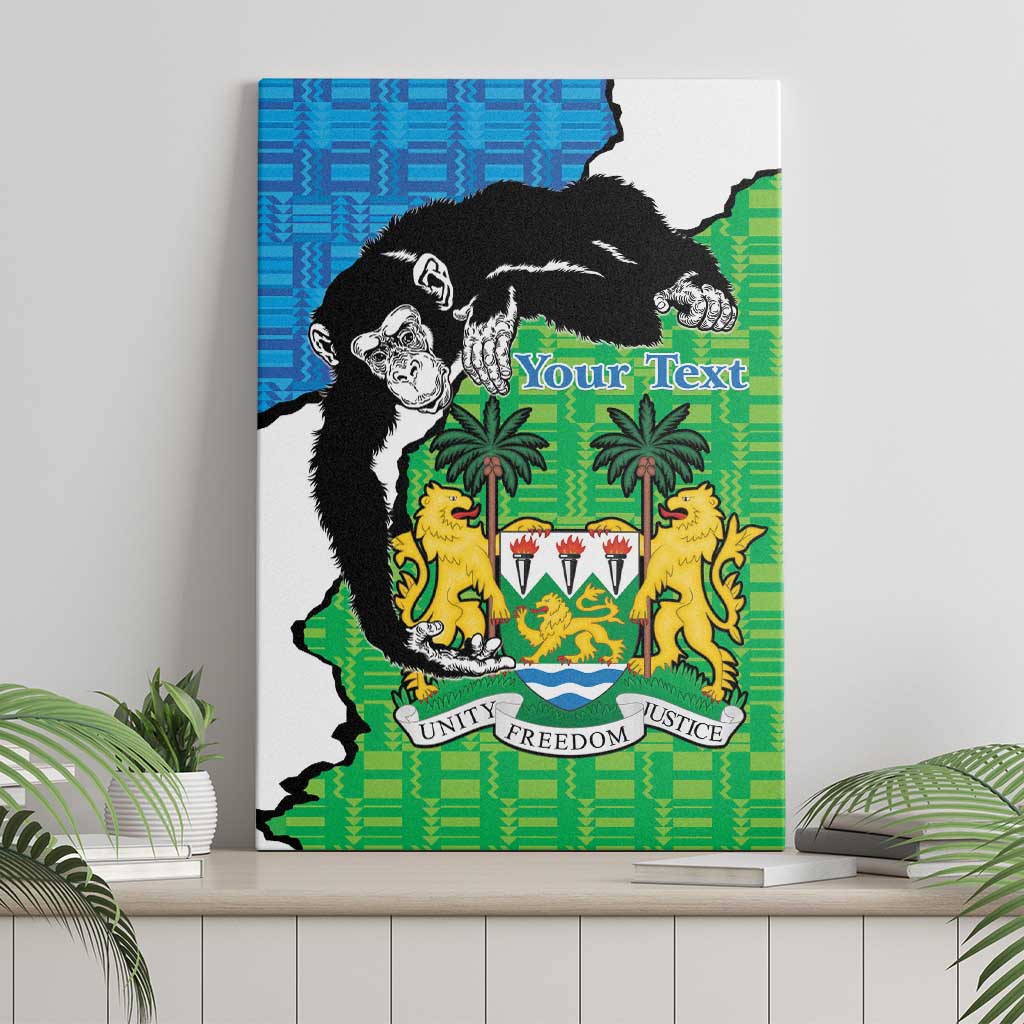 Personalised Sierra Leone Canvas Wall Art Chimpanzee With Coat Of Arms - Wonder Print Shop