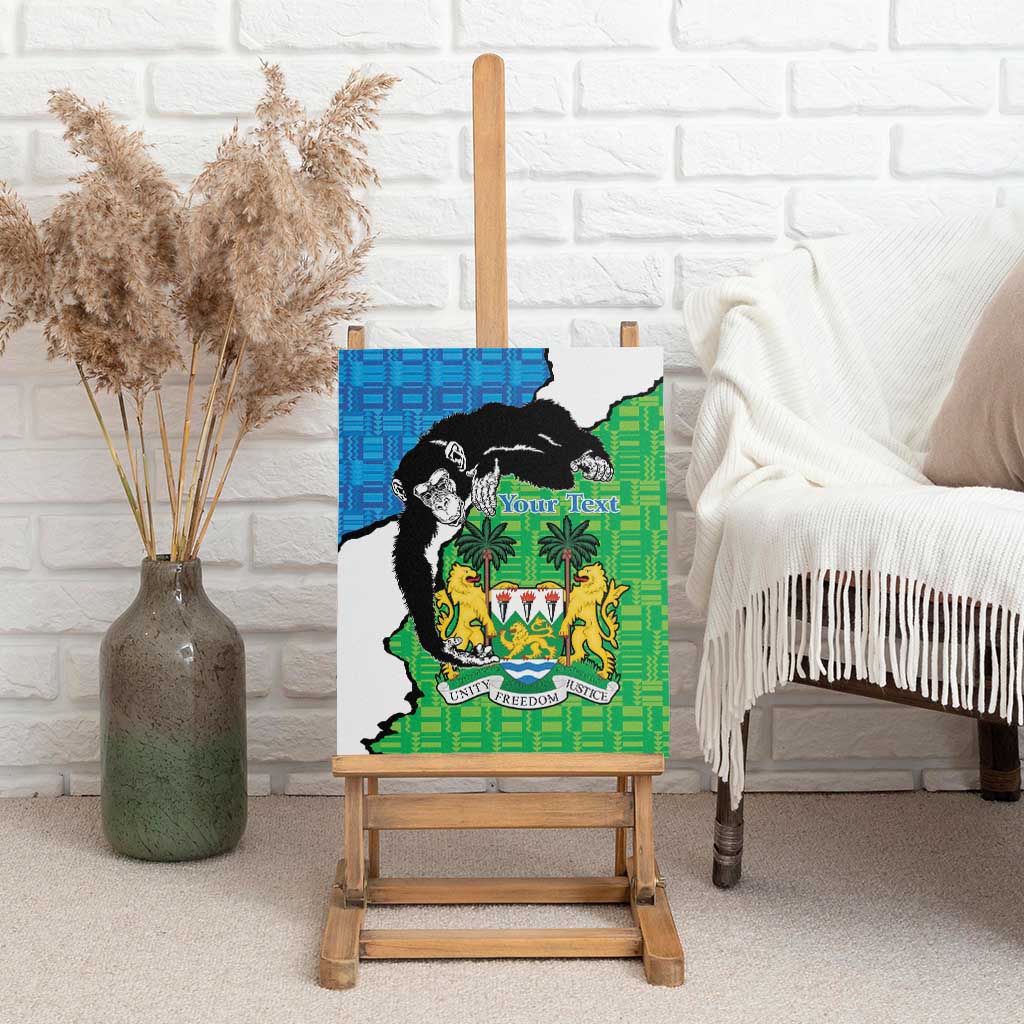 Personalised Sierra Leone Canvas Wall Art Chimpanzee With Coat Of Arms - Wonder Print Shop
