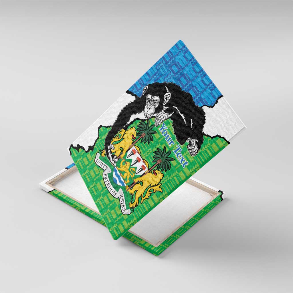 Personalised Sierra Leone Canvas Wall Art Chimpanzee With Coat Of Arms - Wonder Print Shop