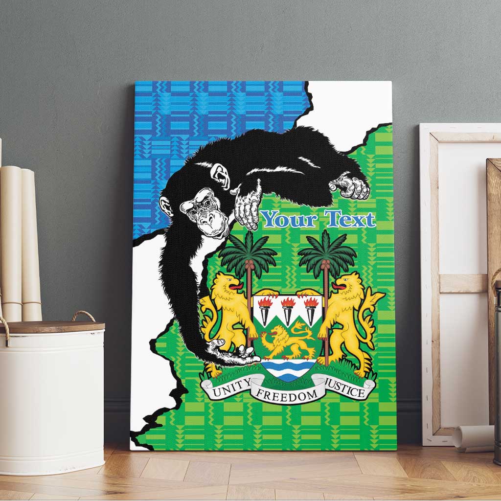 Personalised Sierra Leone Canvas Wall Art Chimpanzee With Coat Of Arms - Wonder Print Shop