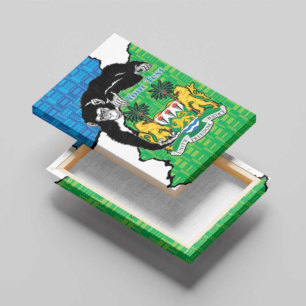 Personalised Sierra Leone Canvas Wall Art Chimpanzee With Coat Of Arms - Wonder Print Shop