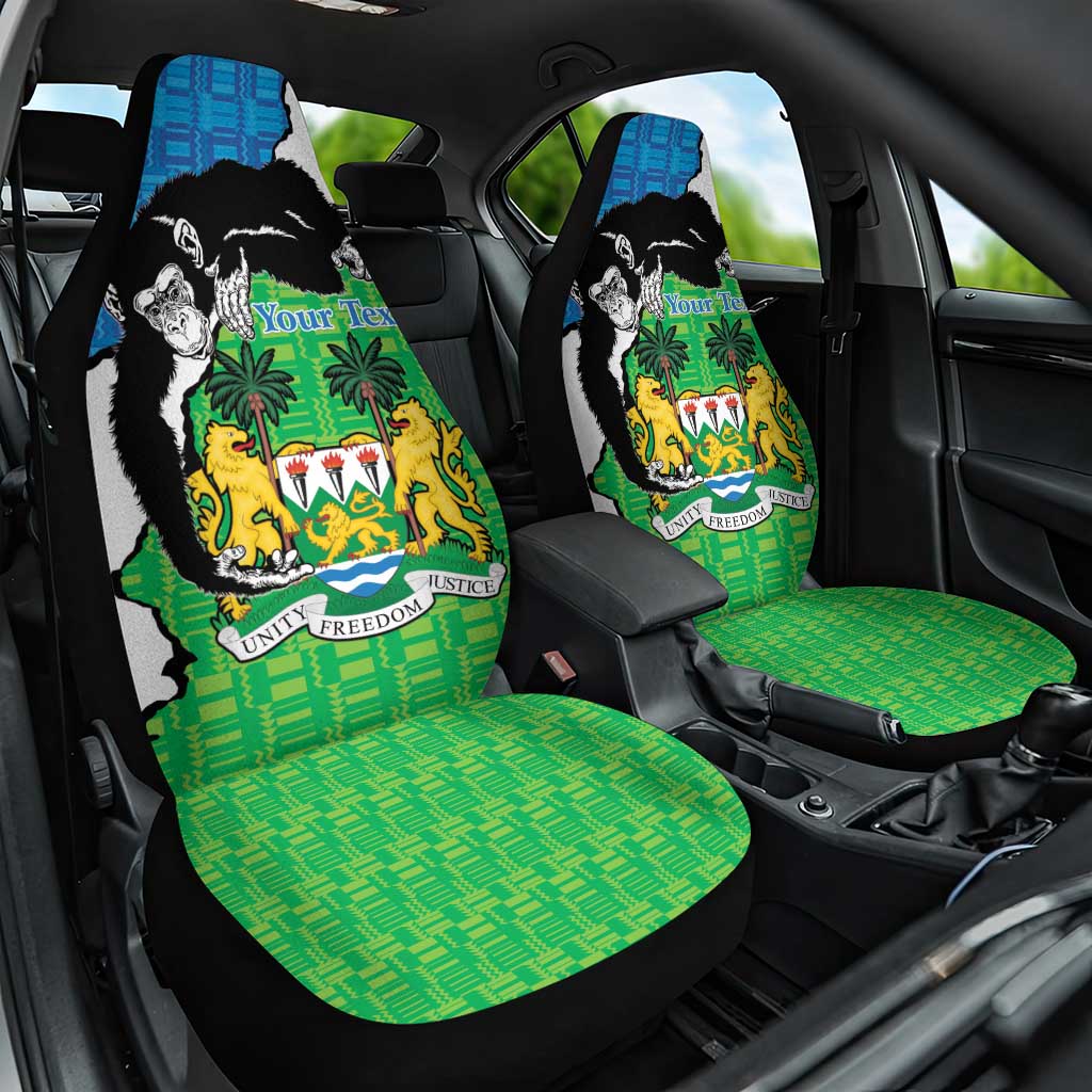 Personalised Sierra Leone Car Seat Cover Chimpanzee With Coat Of Arms - Wonder Print Shop