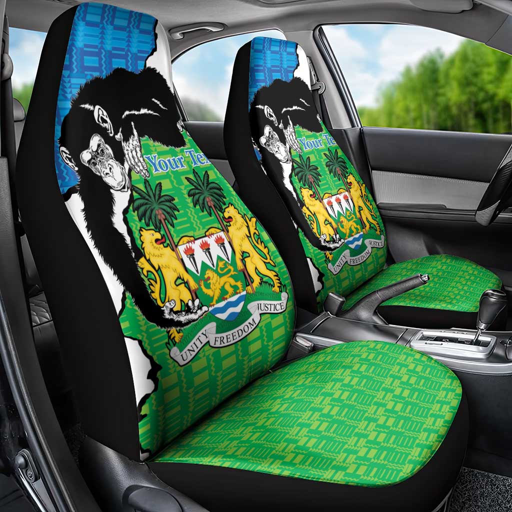 Personalised Sierra Leone Car Seat Cover Chimpanzee With Coat Of Arms - Wonder Print Shop