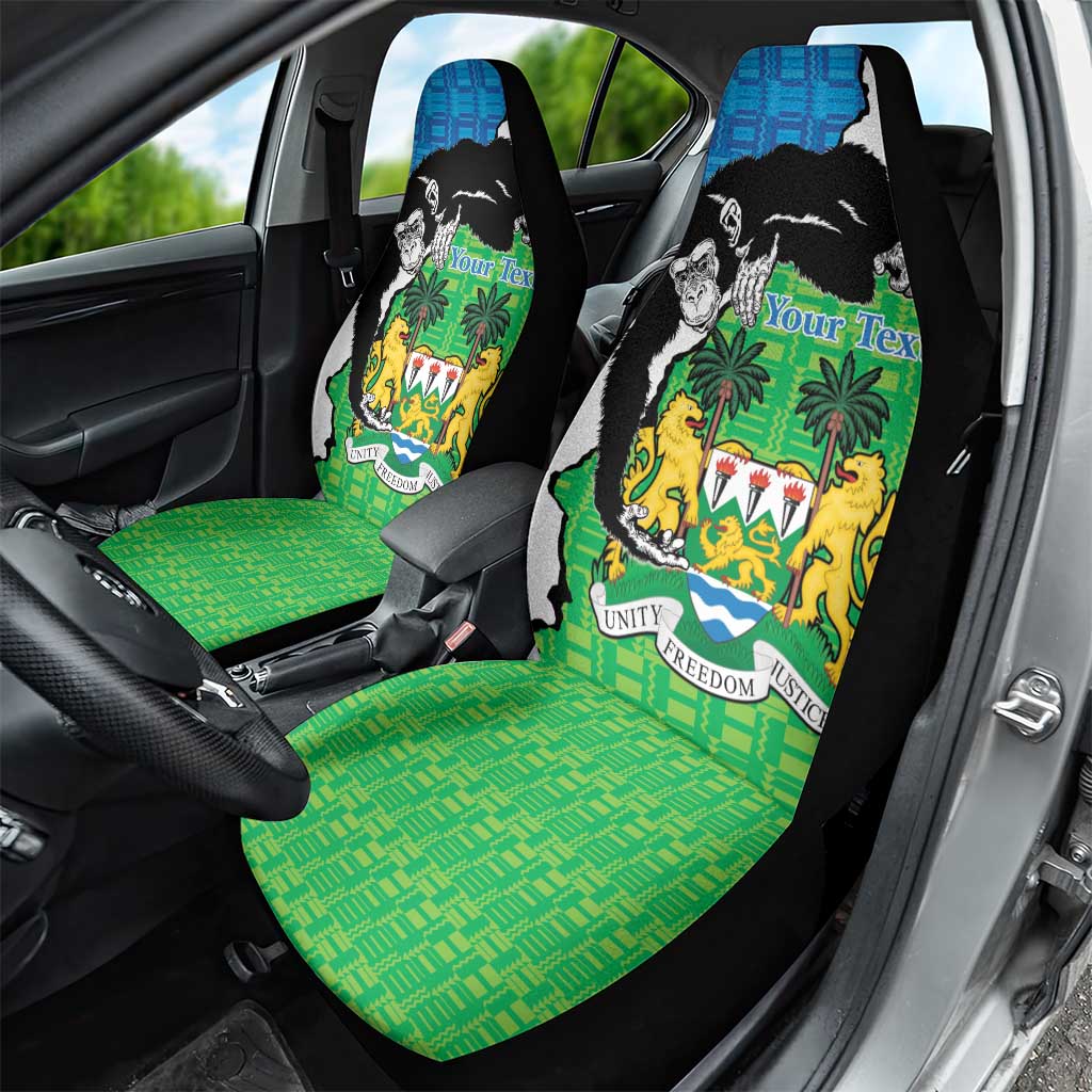 Personalised Sierra Leone Car Seat Cover Chimpanzee With Coat Of Arms - Wonder Print Shop