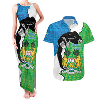 Personalised Sierra Leone Couples Matching Tank Maxi Dress and Hawaiian Shirt Chimpanzee With Coat Of Arms - Wonder Print Shop